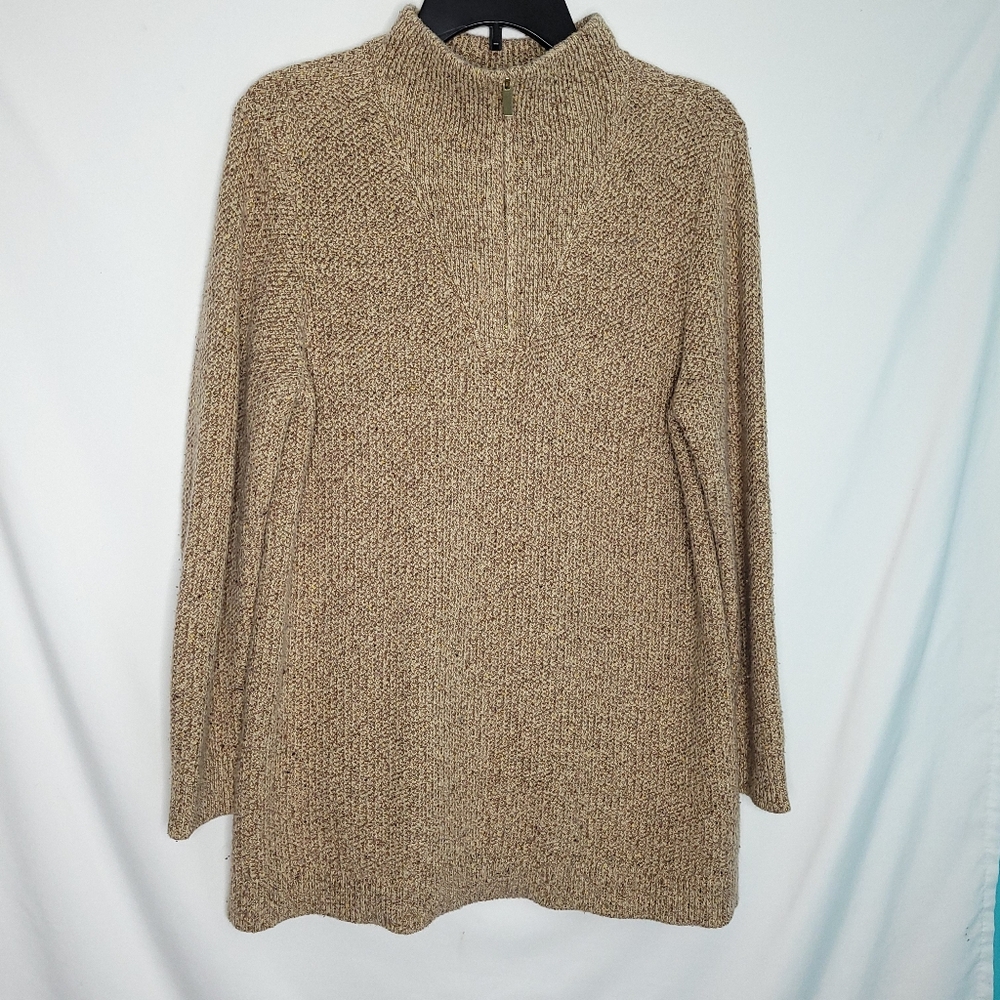 LANDS END Women's 1/4 Zip Pullover Tunic Length Sweater LARGE (14-16)